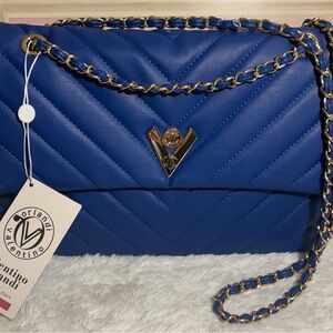 Valentino Orlandi Quilted Handbag Made in Italy Rare Royal Blue!